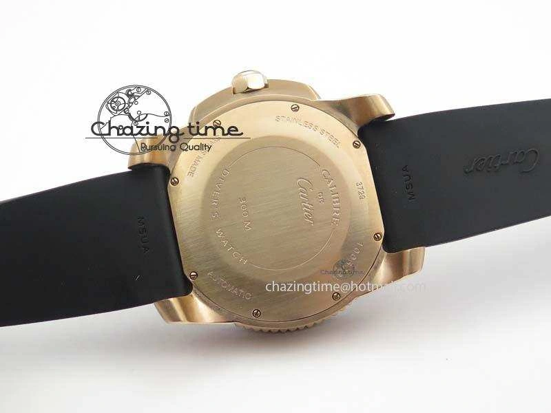 Calibre De Cartier Diver Black RG TF 1:1 Best Edition On Black Rubber Strap A23J Reliable 6319