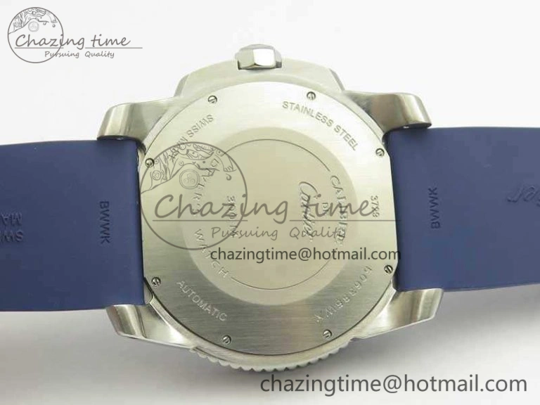 Trendy Calibre De Cartier Diver Blue JF 1:1 Best Edition On Blue Rubber Strap A23J 6246