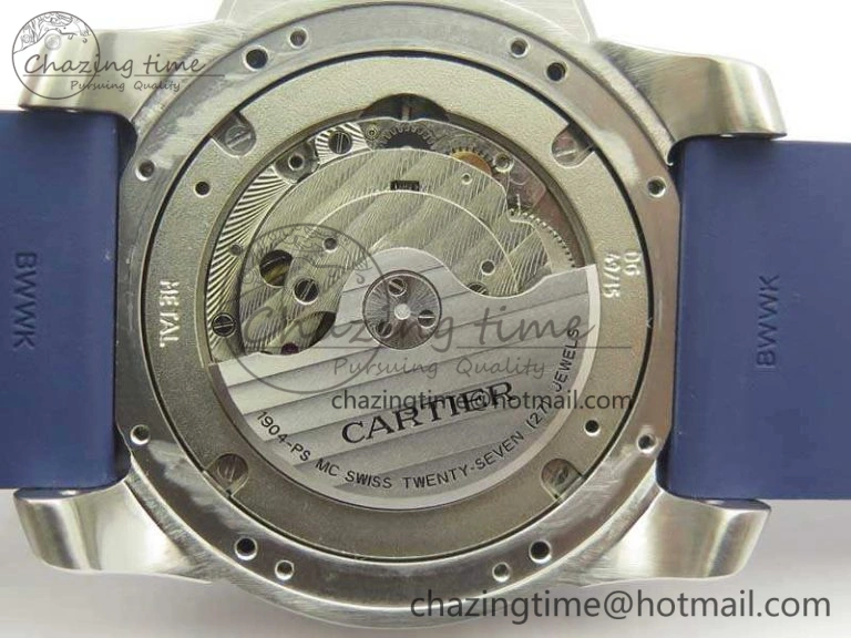 Trendy Calibre De Cartier Diver Blue JF 1:1 Best Edition On Blue Rubber Strap A23J 6246