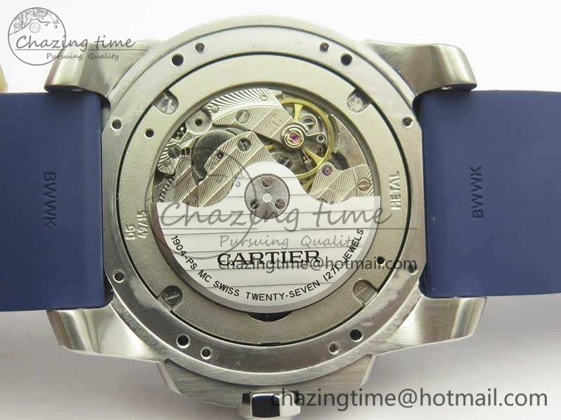 Trendy Calibre De Cartier Diver Blue JF 1:1 Best Edition On Blue Rubber Strap A23J 6246