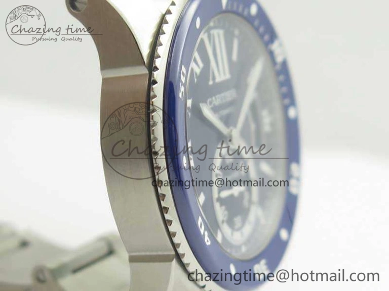 Calibre De Cartier Diver Blue JF 1:1 Best Edition On SS Bracelet A23J Trendy 6248