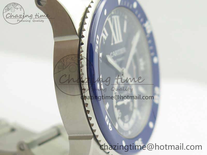 Calibre De Cartier Diver Blue JF 1:1 Best Edition On SS Bracelet A23J Trendy 6248