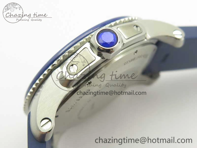 Calibre De Cartier Diver Blue JF 1:1 Best Edition White Dial On Blue Rubber Strap A23J Colorful 6225