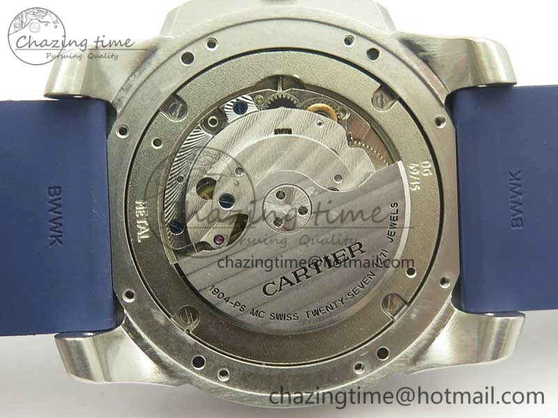 Calibre De Cartier Diver Blue JF 1:1 Best Edition White Dial On Blue Rubber Strap A23J Colorful 6225