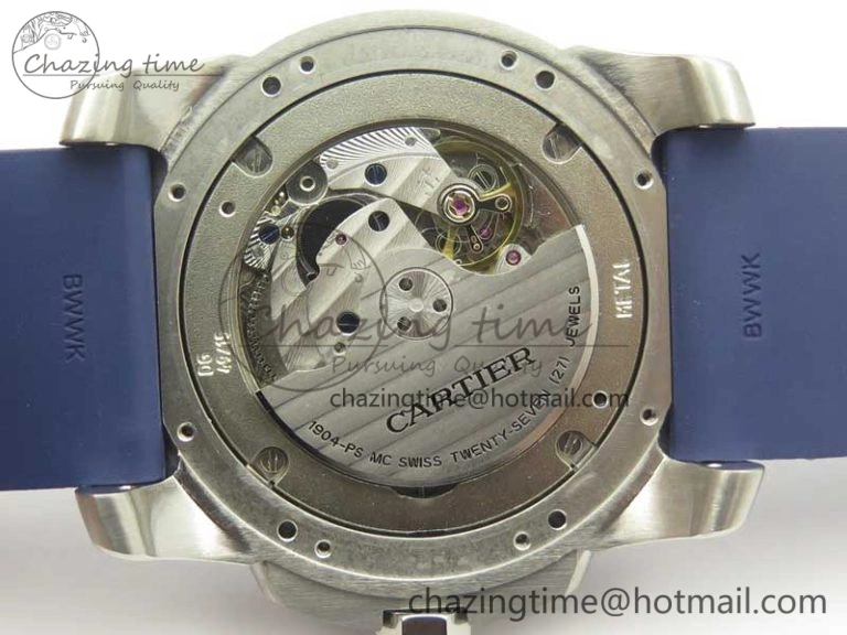 Calibre De Cartier Diver Blue JF 1:1 Best Edition White Dial On Blue Rubber Strap A23J Colorful 6225