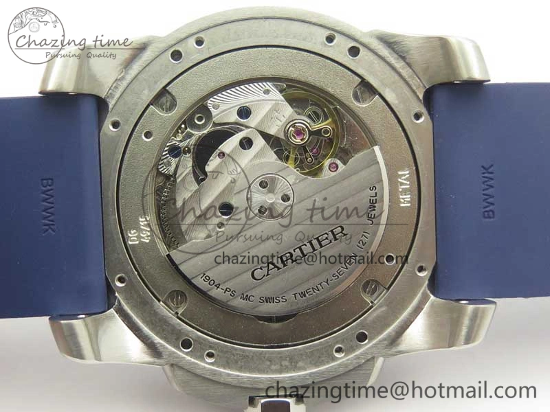 Calibre De Cartier Diver Blue JF 1:1 Best Edition White Dial On Blue Rubber Strap A23J Colorful 6225
