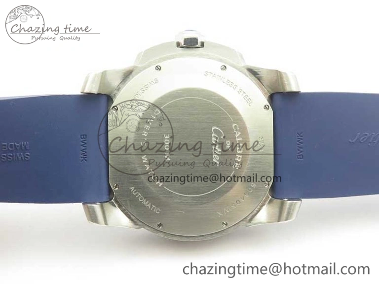 Calibre De Cartier Diver Blue JF 1:1 Best Edition White Dial On Blue Rubber Strap A23J Colorful 6225