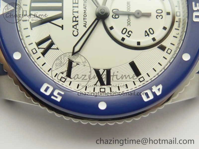 Calibre De Cartier Diver Blue JF 1:1 Best Edition White Dial On Blue Rubber Strap A23J Colorful 6225