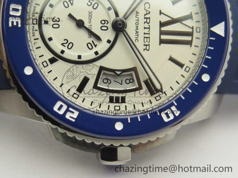 Calibre De Cartier Diver Blue JF 1:1 Best Edition White Dial On Blue Rubber Strap A23J Colorful 6225