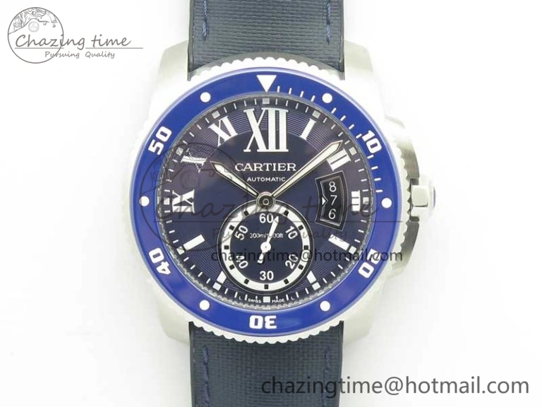 Calibre De Cartier Diver Blue JF 1:1 Best Edition on Blue Nylon Strap A23J StreetReady 6233