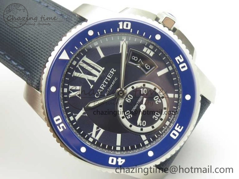 Calibre De Cartier Diver Blue JF 1:1 Best Edition on Blue Nylon Strap A23J StreetReady 6233