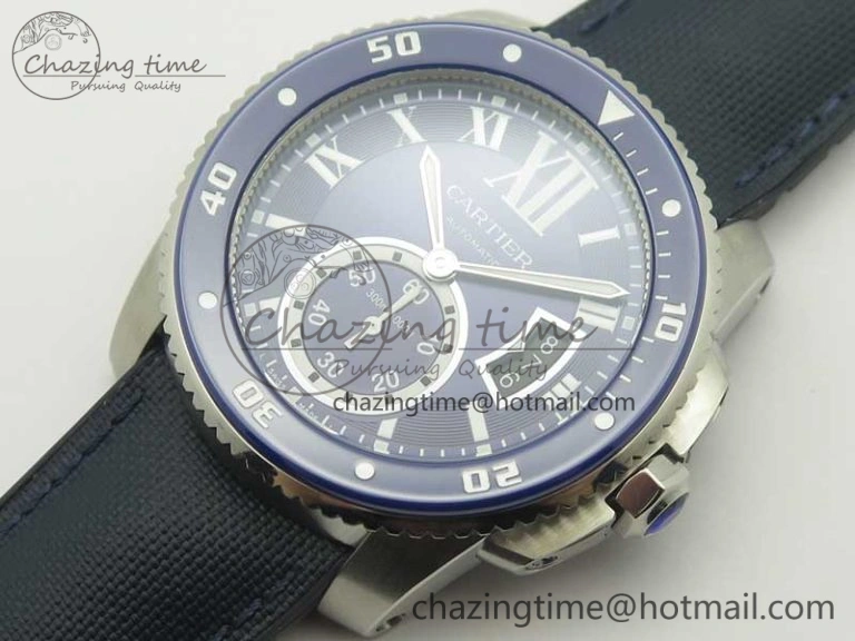 Calibre De Cartier Diver Blue JF 1:1 Best Edition on Blue Nylon Strap A23J StreetReady 6233