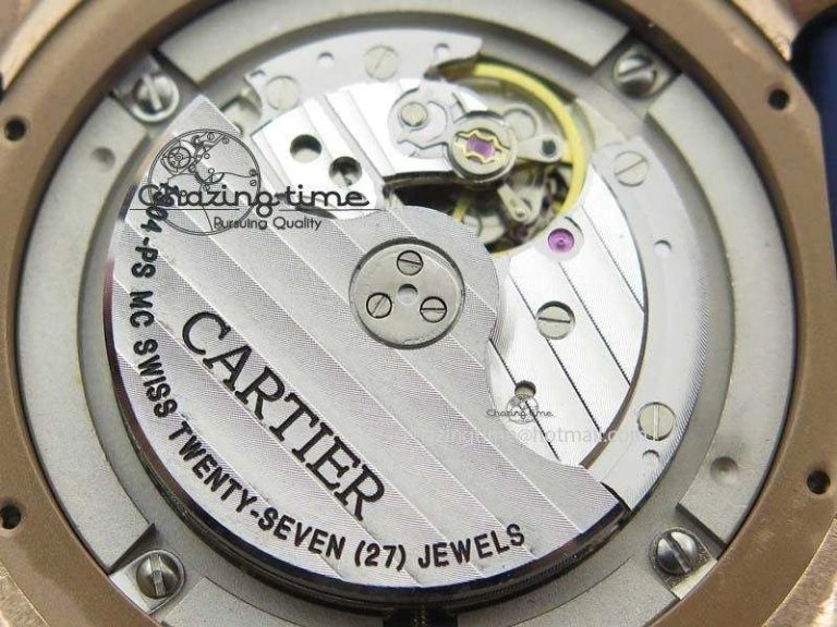 NewStyle Calibre De Cartier Diver Blue RG TF 1:1 Best Edition On Blue Rubber Strap A23J 6320