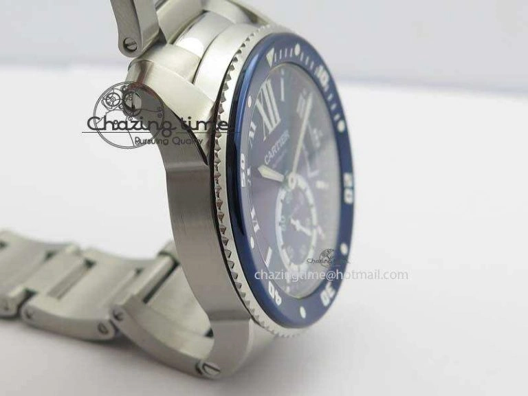 Calibre De Cartier Diver Blue TF 1:1 Best Edition On SS Bracelet A23J GoodFit 6318
