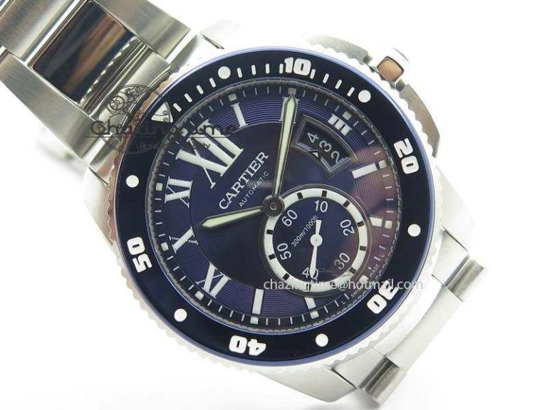 Calibre De Cartier Diver Blue TF 1:1 Best Edition On SS Bracelet A23J GoodFit 6318