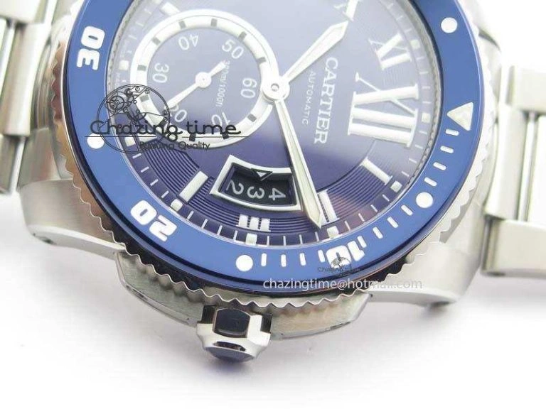 Calibre De Cartier Diver Blue TF 1:1 Best Edition On SS Bracelet A23J GoodFit 6318