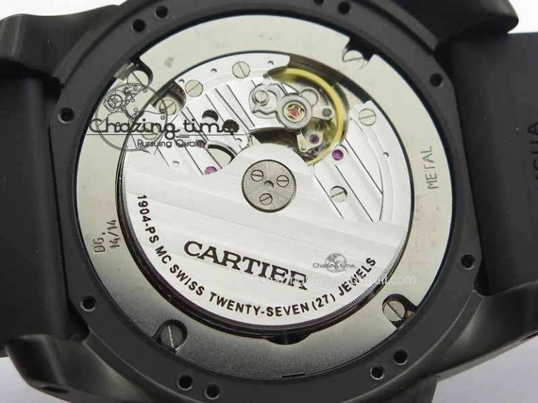Calibre De Cartier Diver JJF 1:1 Best Edition DLC RG Black Dial On Black Rubber Strap A23J Cozy 6290