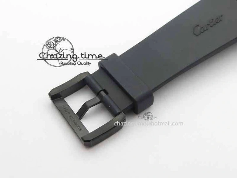 Calibre De Cartier Diver JJF 1:1 Best Edition DLC RG Black Dial On Black Rubber Strap A23J Cozy 6290