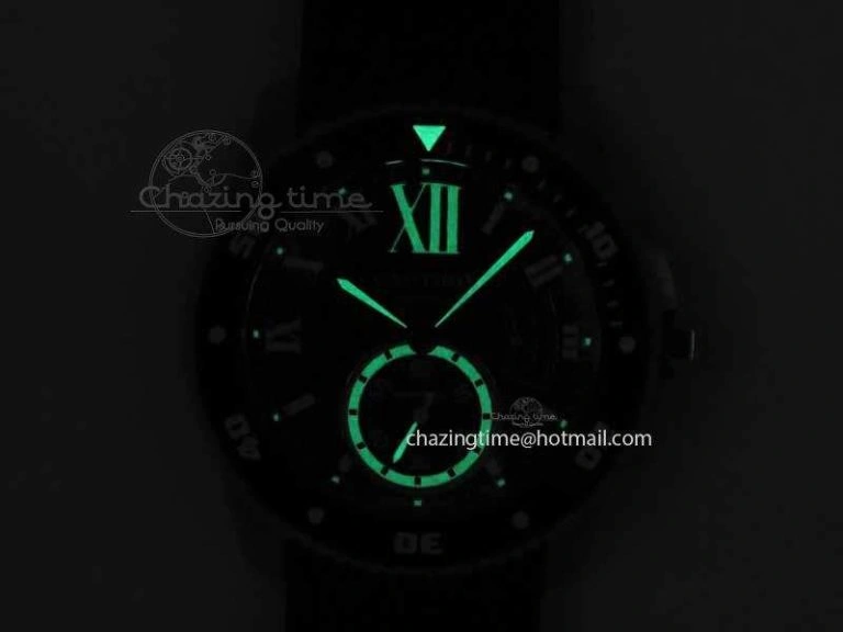 SmartChoice Calibre De Cartier Diver JJF 1:1 Best Edition SS Black Dial On Black Rubber Strap A23J 6293