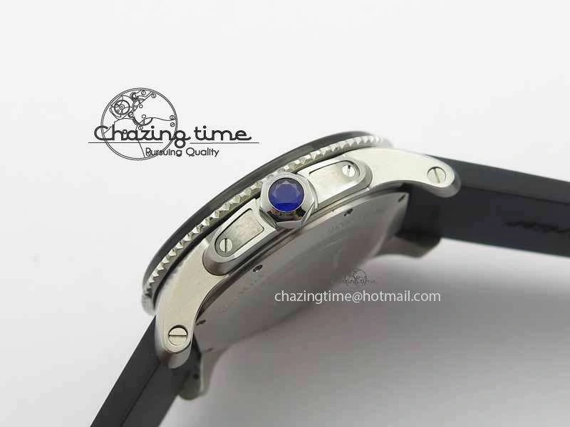 SmartChoice Calibre De Cartier Diver JJF 1:1 Best Edition SS Black Dial On Black Rubber Strap A23J 6293