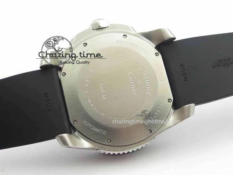 SmartChoice Calibre De Cartier Diver JJF 1:1 Best Edition SS Black Dial On Black Rubber Strap A23J 6293