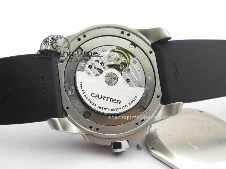 SmartChoice Calibre De Cartier Diver JJF 1:1 Best Edition SS Black Dial On Black Rubber Strap A23J 6293