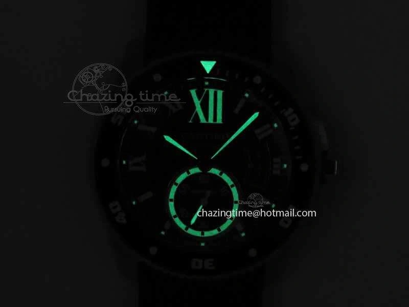 Calibre De Cartier Diver JJF 1:1 Best Edition SS RG Black Dial On Black Rubber Strap A23J Stretchable 6291