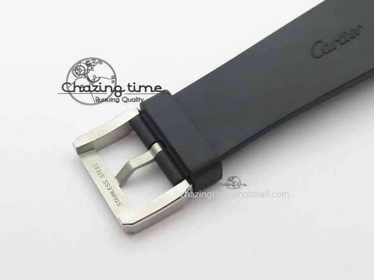 Calibre De Cartier Diver JJF 1:1 Best Edition SS RG Black Dial On Black Rubber Strap A23J Stretchable 6291