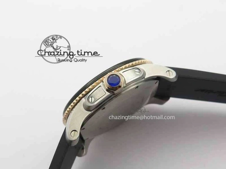 Calibre De Cartier Diver JJF 1:1 Best Edition SS RG Black Dial On Black Rubber Strap A23J Stretchable 6291