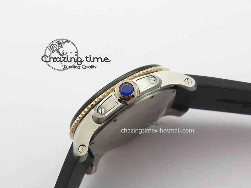 Calibre De Cartier Diver JJF 1:1 Best Edition SS RG Black Dial On Black Rubber Strap A23J Stretchable 6291