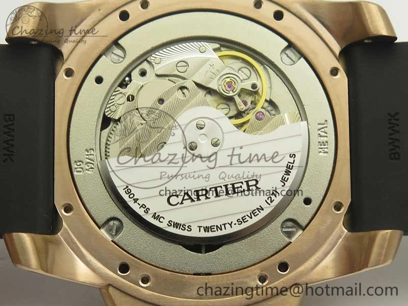 OdorResistant Calibre De Cartier Diver RG Black RG Bezel JF 1:1 Best Edition On Black Rubber Strap A23J 6238
