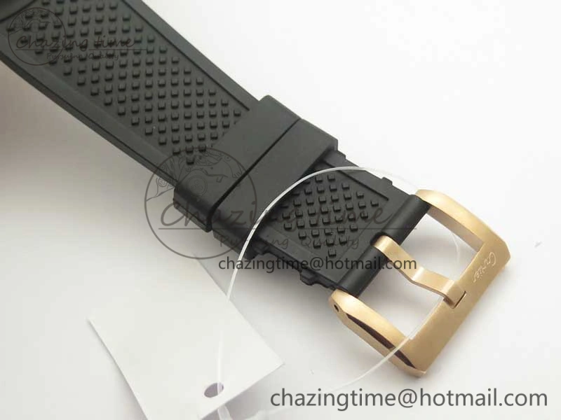 OdorResistant Calibre De Cartier Diver RG Black RG Bezel JF 1:1 Best Edition On Black Rubber Strap A23J 6238