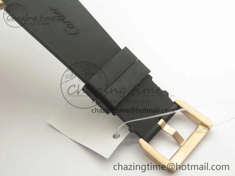 OdorResistant Calibre De Cartier Diver RG Black RG Bezel JF 1:1 Best Edition On Black Rubber Strap A23J 6238