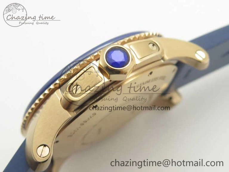 Calibre De Cartier Diver RG Blue RG Bezel JF 1:1 Best Edition On Blue Rubber Strap A23J OdorResistant 6239