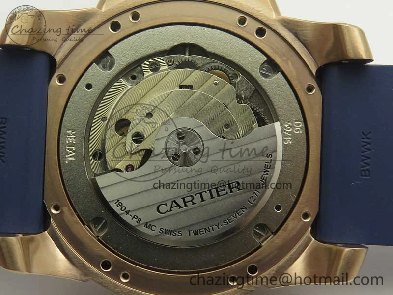 Calibre De Cartier Diver RG Blue RG Bezel JF 1:1 Best Edition On Blue Rubber Strap A23J OdorResistant 6239