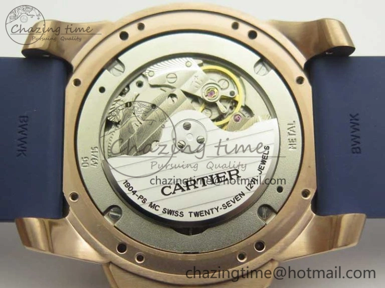 Calibre De Cartier Diver RG Blue RG Bezel JF 1:1 Best Edition On Blue Rubber Strap A23J OdorResistant 6239