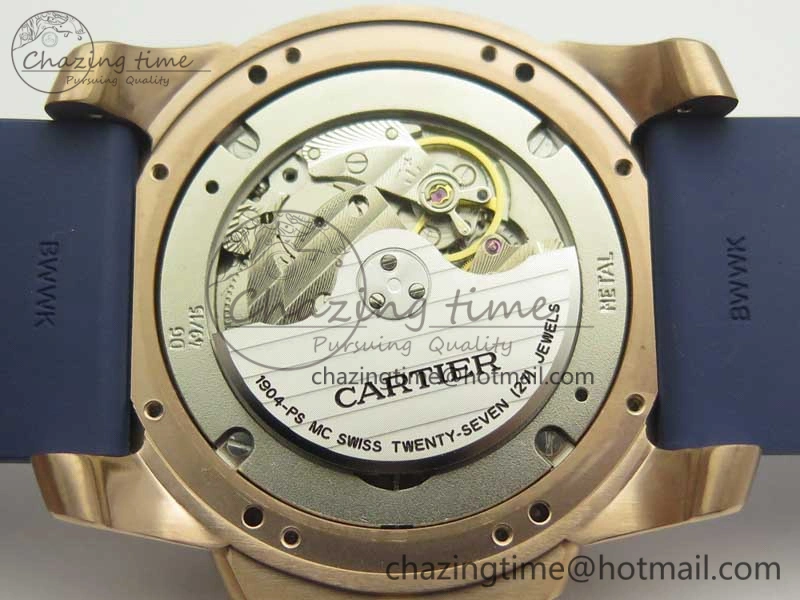 Calibre De Cartier Diver RG Blue RG Bezel JF 1:1 Best Edition On Blue Rubber Strap A23J OdorResistant 6239