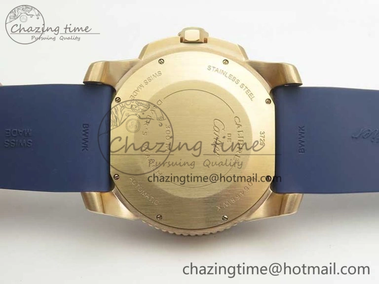 Calibre De Cartier Diver RG Blue RG Bezel JF 1:1 Best Edition On Blue Rubber Strap A23J OdorResistant 6239