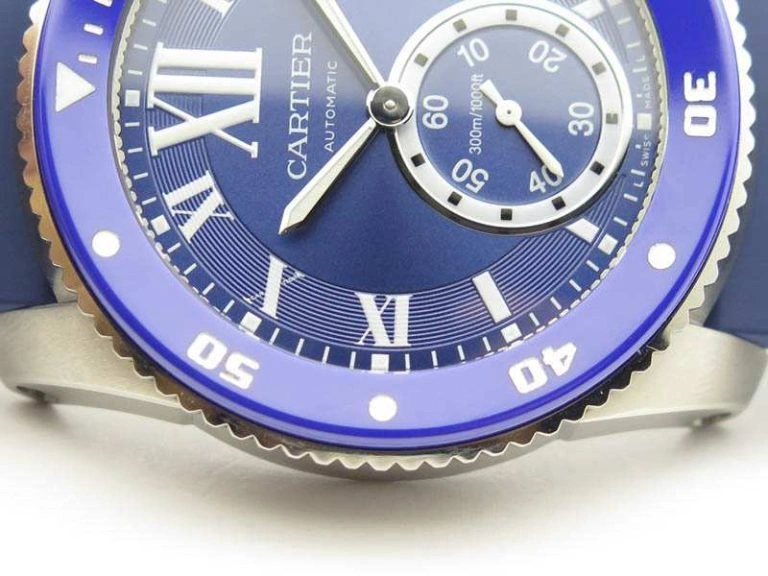 Breathable Calibre De Cartier Diver SS Blue JJF 1:1 Best Edition On Blue Rubber Strap A23J 6284