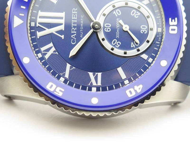 Breathable Calibre De Cartier Diver SS Blue JJF 1:1 Best Edition On Blue Rubber Strap A23J 6284