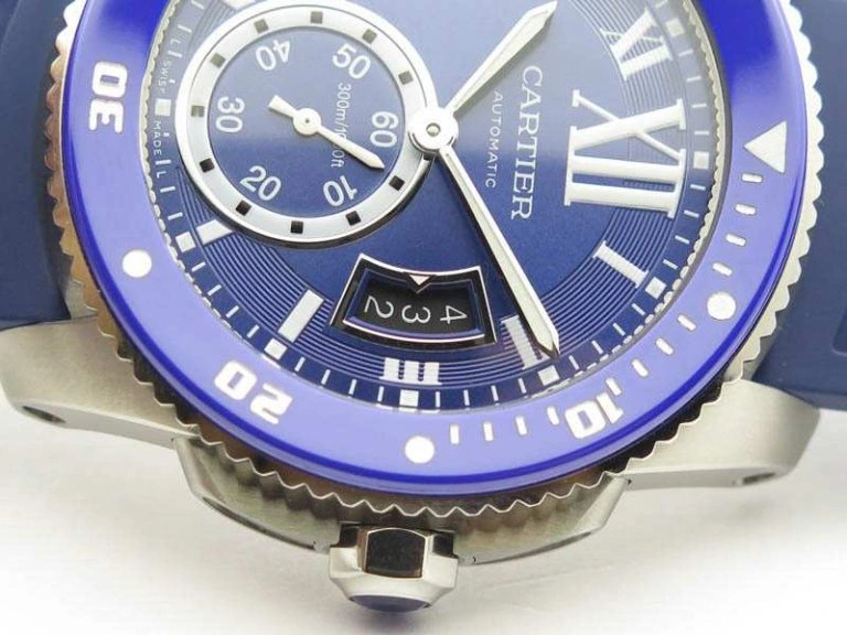 Breathable Calibre De Cartier Diver SS Blue JJF 1:1 Best Edition On Blue Rubber Strap A23J 6284