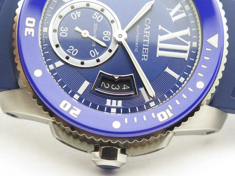 Breathable Calibre De Cartier Diver SS Blue JJF 1:1 Best Edition On Blue Rubber Strap A23J 6284