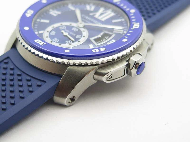 Breathable Calibre De Cartier Diver SS Blue JJF 1:1 Best Edition On Blue Rubber Strap A23J 6284