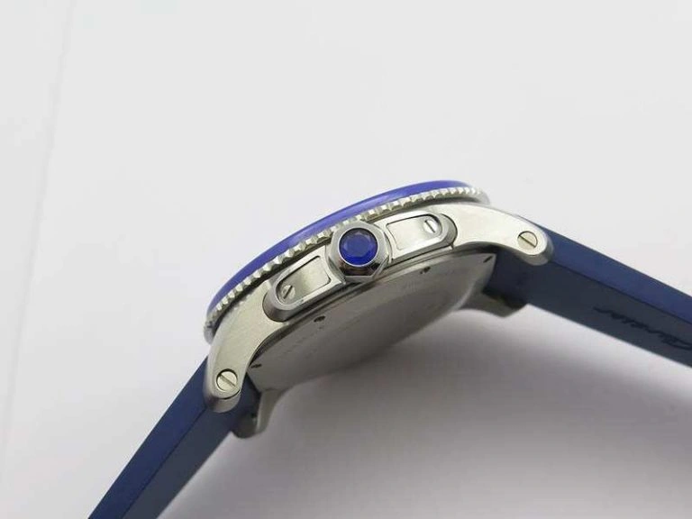 Breathable Calibre De Cartier Diver SS Blue JJF 1:1 Best Edition On Blue Rubber Strap A23J 6284