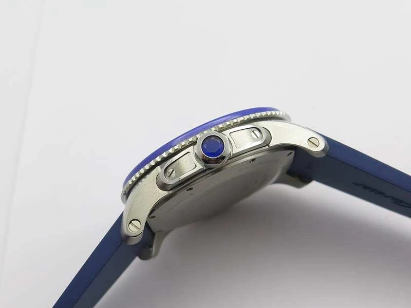 Breathable Calibre De Cartier Diver SS Blue JJF 1:1 Best Edition On Blue Rubber Strap A23J 6284