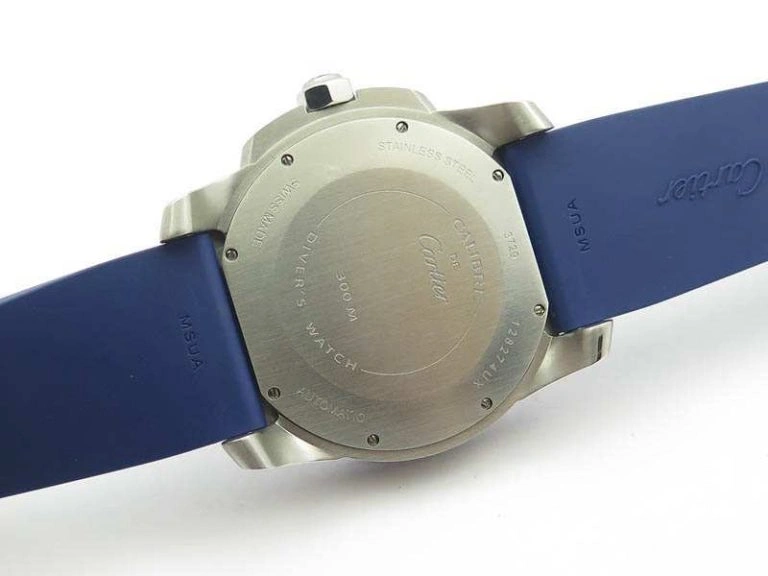 Breathable Calibre De Cartier Diver SS Blue JJF 1:1 Best Edition On Blue Rubber Strap A23J 6284