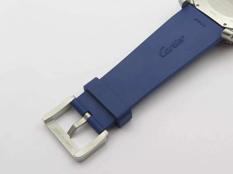 Breathable Calibre De Cartier Diver SS Blue JJF 1:1 Best Edition On Blue Rubber Strap A23J 6284