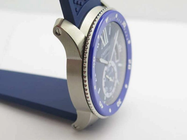 Breathable Calibre De Cartier Diver SS Blue JJF 1:1 Best Edition On Blue Rubber Strap A23J 6284