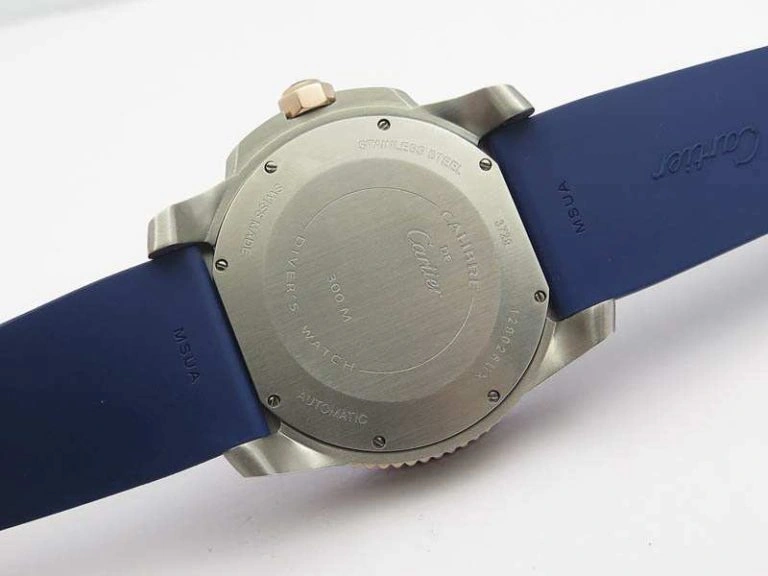 Calibre De Cartier Diver SS RG Blue JJF 1:1 Best Edition On Blue Rubber Strap A23J Contemporary 6283