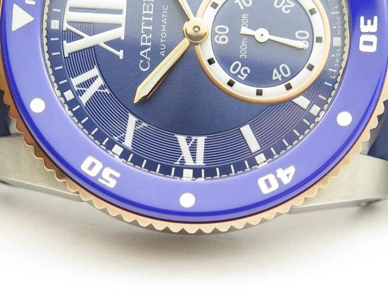 Calibre De Cartier Diver SS RG Blue JJF 1:1 Best Edition On Blue Rubber Strap A23J Contemporary 6283